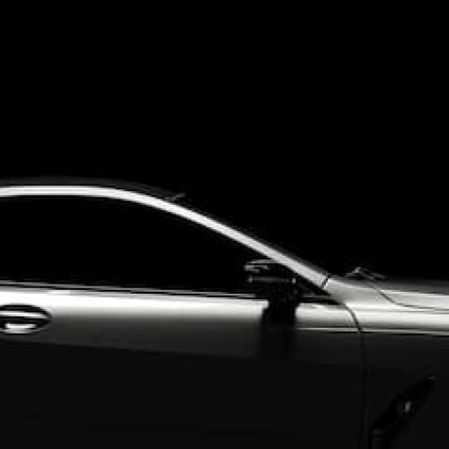 Outline of modern black premium car in studio light